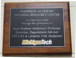 Advising Resources Center was donated by Jean Anderson,